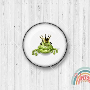 Motif cabochon frog green crown frog prince animal water - cabochon set A1438