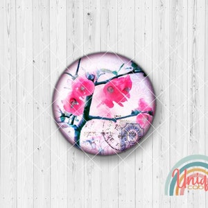 Motif cabochon flowers blossoms branch pink - cabochon set A3638