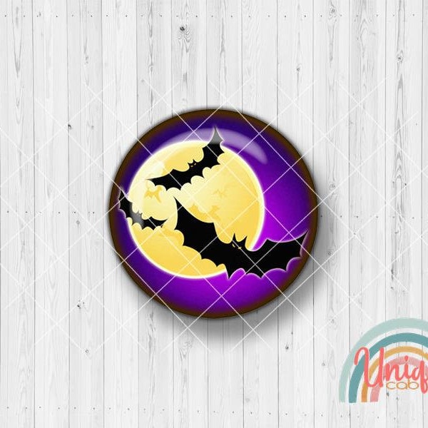 Motivcabochon Halloween Fledermaus Augen Vollmond Friedhof - Cabochon Set A0667