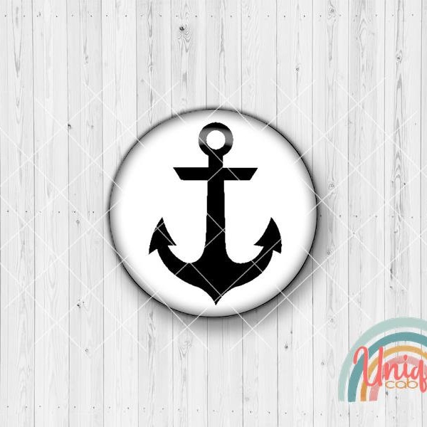 Motivcabochon Scherenschnitt schwarz-weiß Anker maritim Hafen Schiff Schifffahrt - Cabochon Set A0157