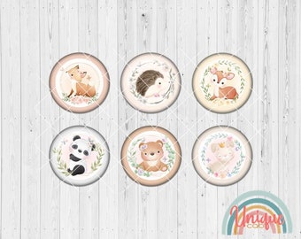 Motif cabochon bear rabbit panda hedgehog deer fox baby flowers sweet - cabochon set A4639
