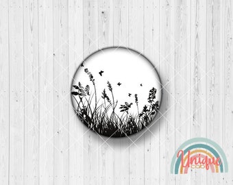 Motivcabochon Schmetterling Wiese Blumen Blätter Pusteblume Gräser Gras - Cabochon Set A1302