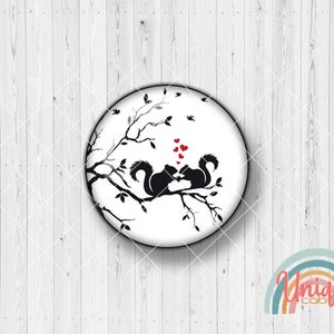 Motif cabochon squirrel love red white silhouette tree branch in love animals - Cabochon Set A0672