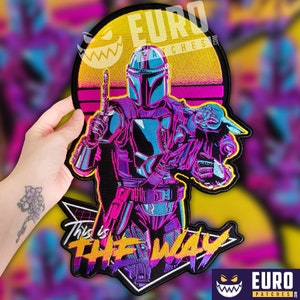 Dies ist der Way Mandalorian Biker großer Rückenaufnäher auf Weste, Aufnäher benutzerdefinierte, Stickaufnäher, Bügelaufnäher, Fahrradaufnäher