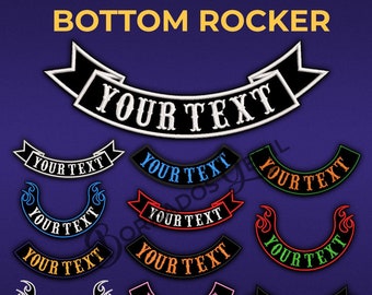 Bottom jacket rocker, embroidered patch, back patch, biker patch, custom patch, rocker patch, parche motero