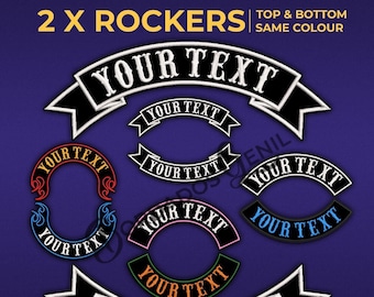 Top and Bottom jacket rocker, embroidered patch, back patch, biker patch, custom patch, rocker patch, parche motero