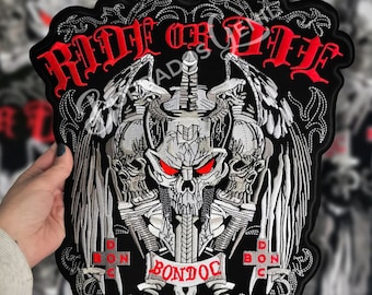 Ride Or Die - Bondoc biker large back patch on vest, sew patch, custom patch, embroidery patch, iron patch, bike patch, biker patch