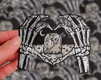 Skull hands on vest, sew patch, custom patch, embroidery patch, iron patch, skull patch