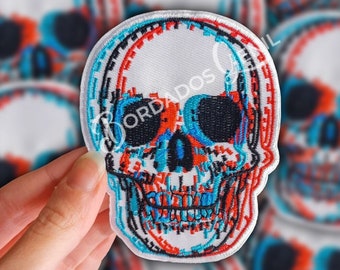 3D Skull Effect on vest, sew patch, custom patch, embroidery patch, iron patch, skull patch