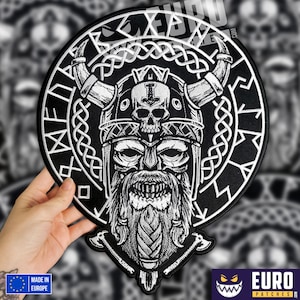 Viking Odin großer Rückenaufnäher, Valhalla Nordic Biker Weste, Aufbügler