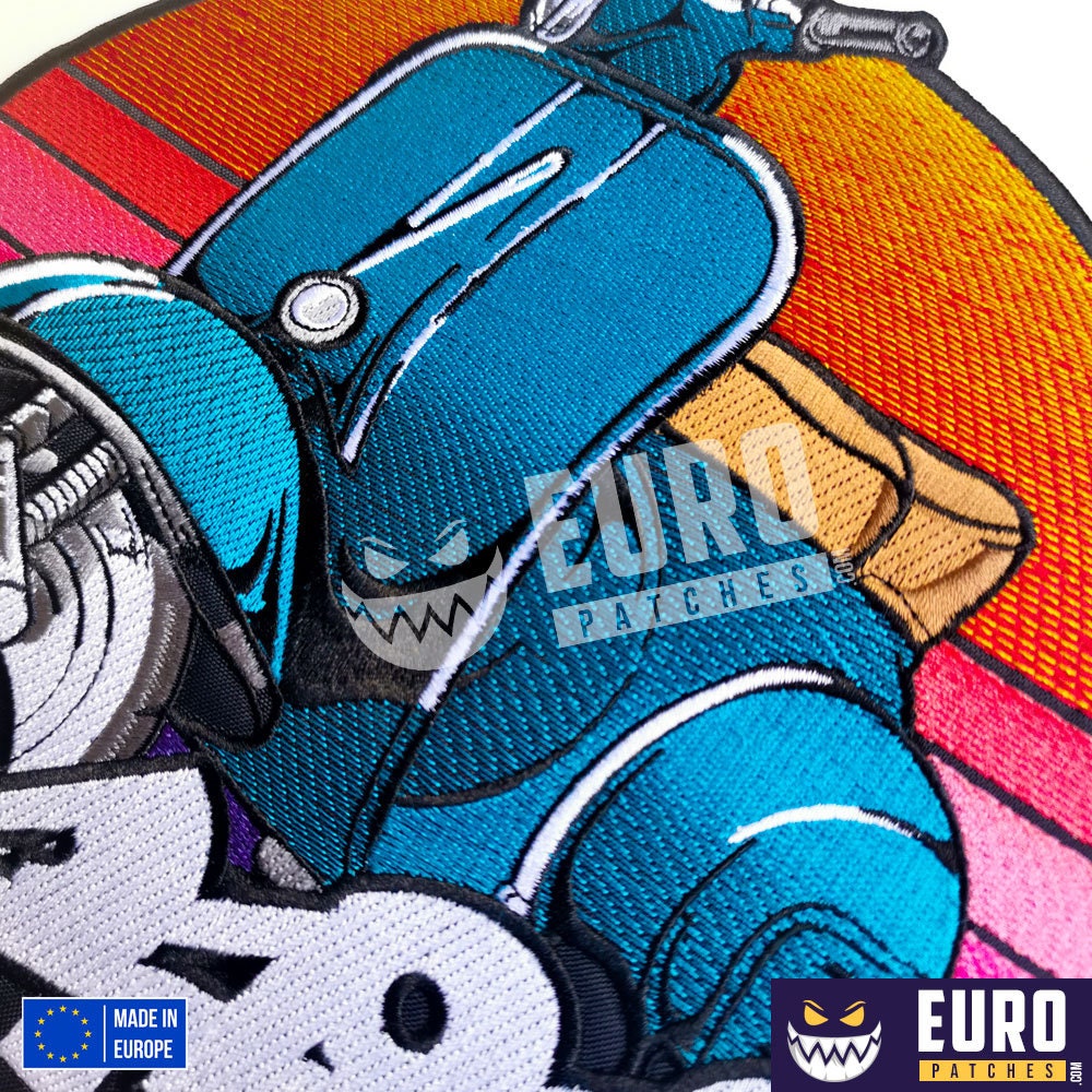 Vespa Scooter Biker Large Back Patch on Vest, Sew Patch, Custom Patch