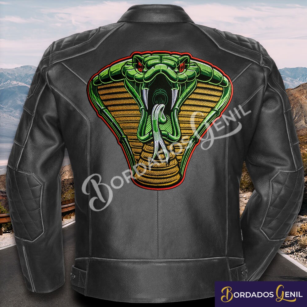 King Cobra Anaconda Snake Biker Large Back Patch on Vest, Sew Patch