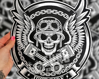 Just Ride Skull Wings Biker Back Patch, Iron-on Vest Patch