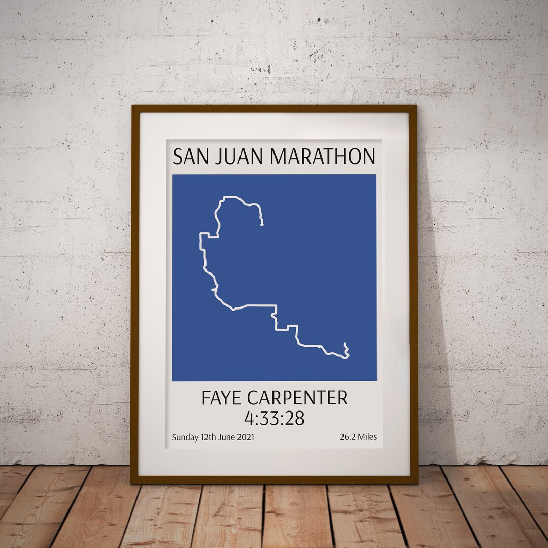 Personalised San Jose Marathon Route Map Minimalist Race Map, Gifts for