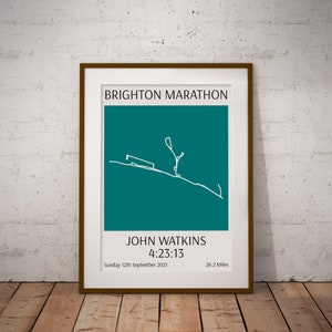 Personalised Brighton Marathon Route Map | Minimalist Race Map, Gifts for Runners, England Marathon Running, Marathon Gift, Running Gift Art