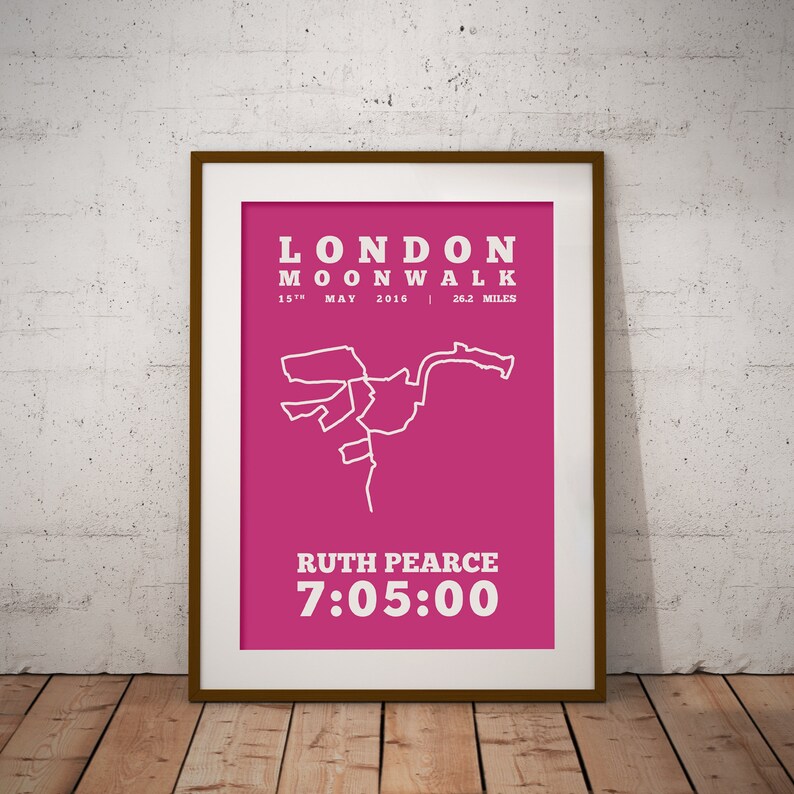 Personalised London Moonwalk Route Map Minimalist Race Map Gifts For