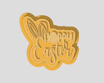 Hoppy Easter (Frohe Ostern) mit Bunny Ears Cookie Cutter, Stempel und Debosser Set