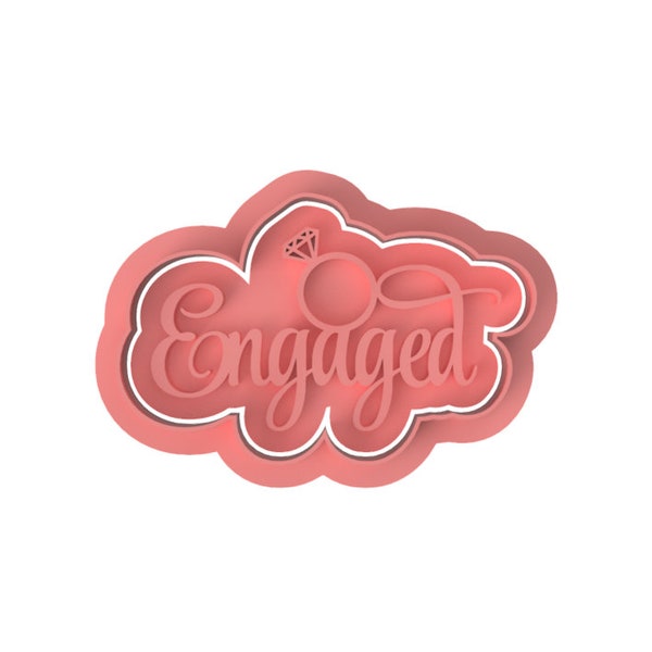 Engaged Engagement Cookie Cutter, Stamp and Debosser Set