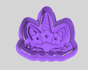 Unicorn Cookie Cutter, Stamp and Debosser Set