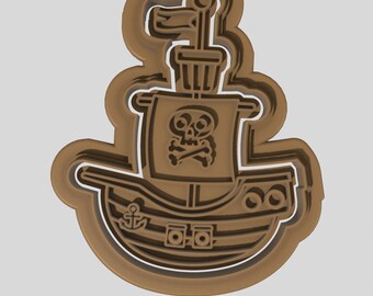 Piratenschiff Cookie Cutter, Stempel und Prägestempel Set