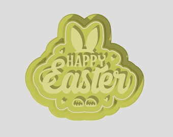 Frohe Ostern mit Hasenohren als Ausstechform, Stempel und Prägestempel