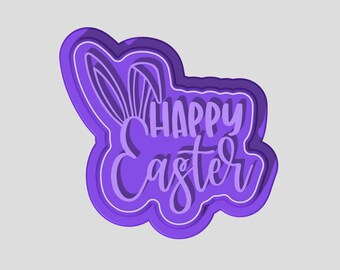 Frohe Ostern mit Hasenohren als Ausstechform, Stempel und Prägestempel