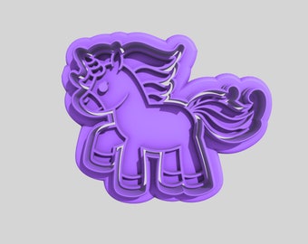 Unicorn Cookie Cutter, Stamp and Debosser Set