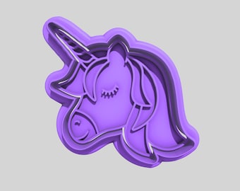Unicorn Head Cookie Cutter, Stamp and Debosser Set