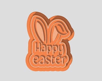 Frohe Ostern mit Hasenohren als Ausstechform, Stempel und Prägestempel