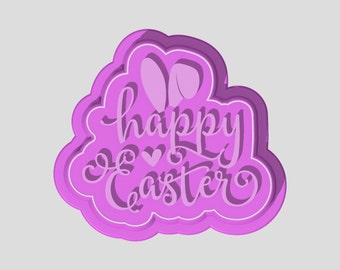 Frohe Ostern mit Hasenohren als Ausstechform, Stempel und Prägestempel