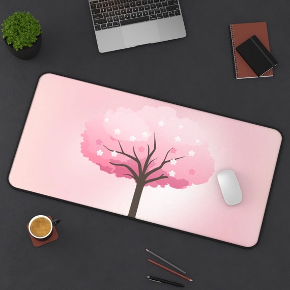 Cherry Blossom Tree Desk Mat Sakura Blossoms Pink Desk Mat Etsy