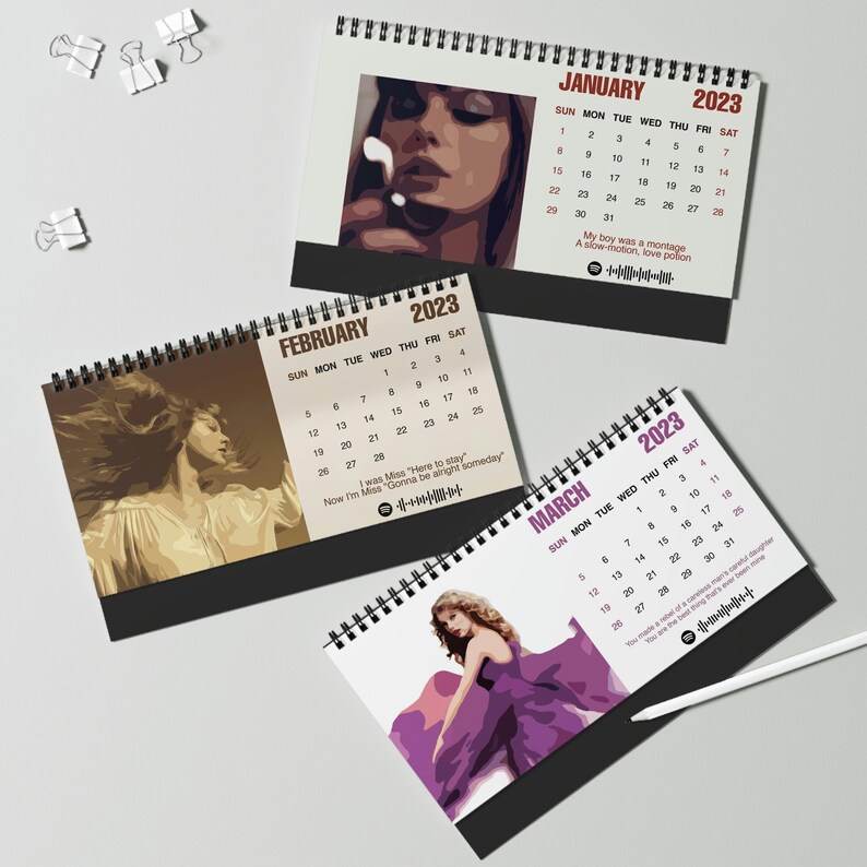 2023 Calendar Vertical Lyric Calendar 2023 Desk Calendar Etsy