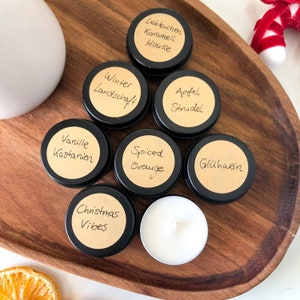 Candle SAMPLE SET - Vegan scented tea lights set - Candle in a glass - Cheap gift idea candles - Gift packaging birthday candle