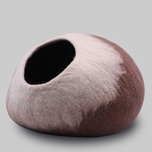 Brownish White Design Felt Cat Cave-Handmade from 100% New Zealand Merino Wool| Eco-friendly durable pet house