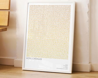 Hotel Chevalier Script Poster | Wes Anderson Film Print