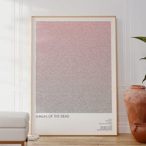 Shaun of the Dead Script Poster | Complete Movie Screenplay | Fade Out Prints | Colour Gradient | Minimalist Wall Decor