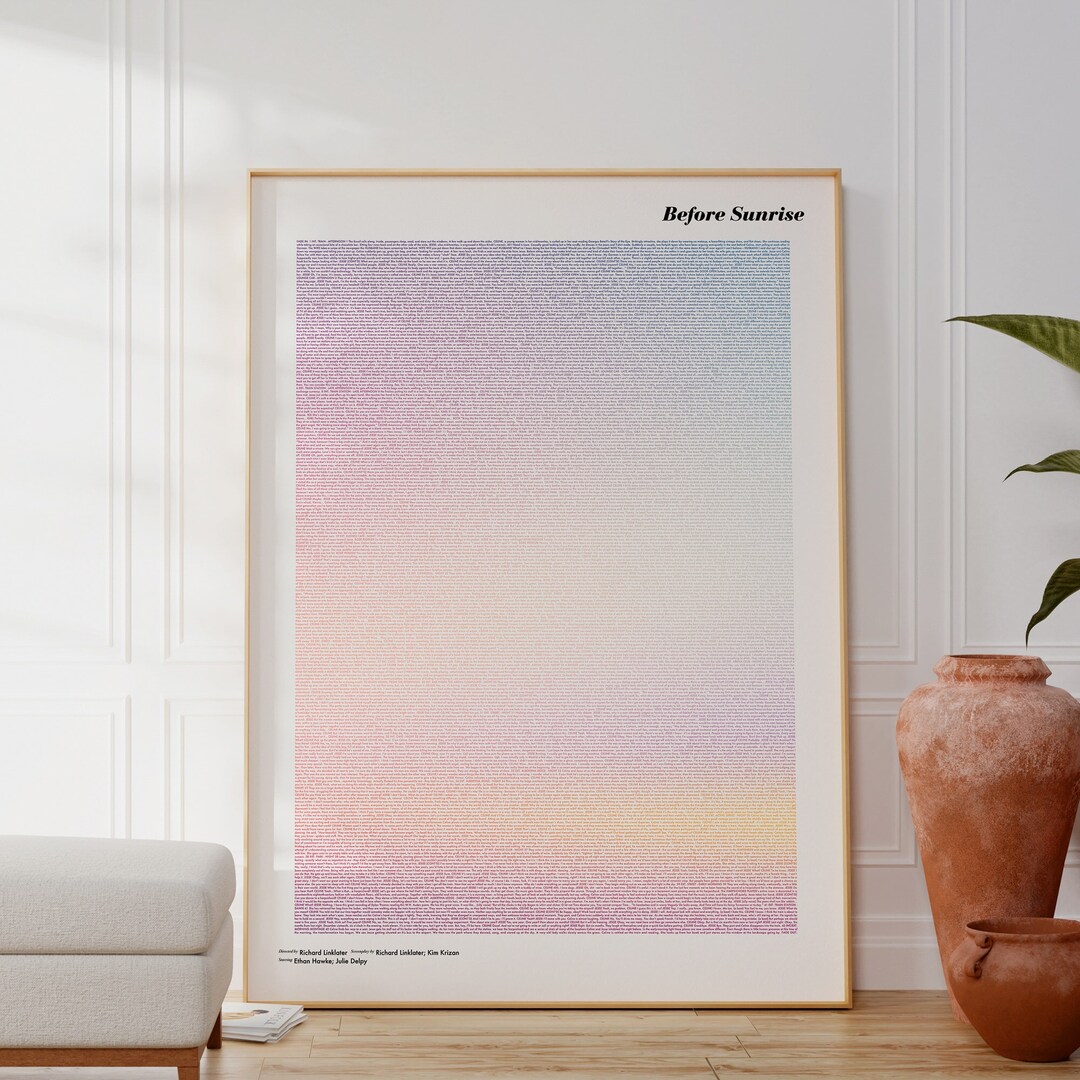 Before Sunrise Screenplay Movie Poster Art Print Film Poster Script