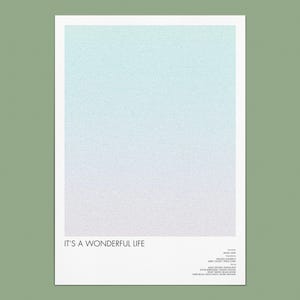Póster de la película ¡Qué bello es vivir! Diseño degradado, decoración de pared minimalista, impresión artística tipográfica.