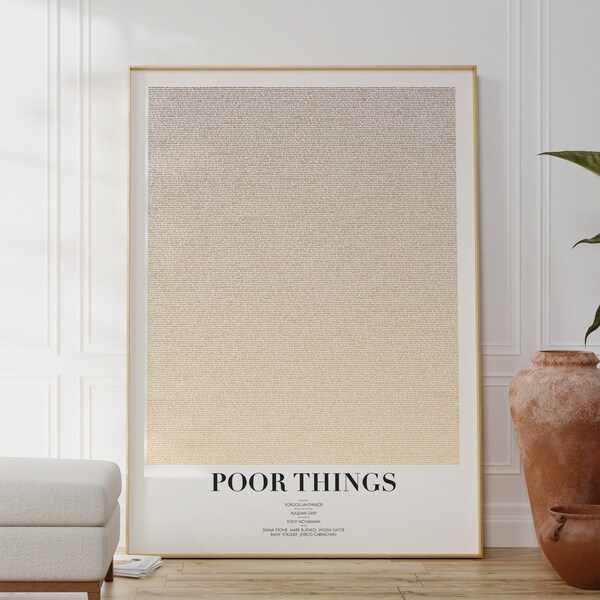 Poor Things Drehbuch Film Poster | Typografischer Kunstdruck | Farbverlauf | Minimalistische Wanddekoration | Alternatives Filmplakat