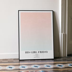 His Girl Friday Script Poster | Vintage 1940s Film Wall Art