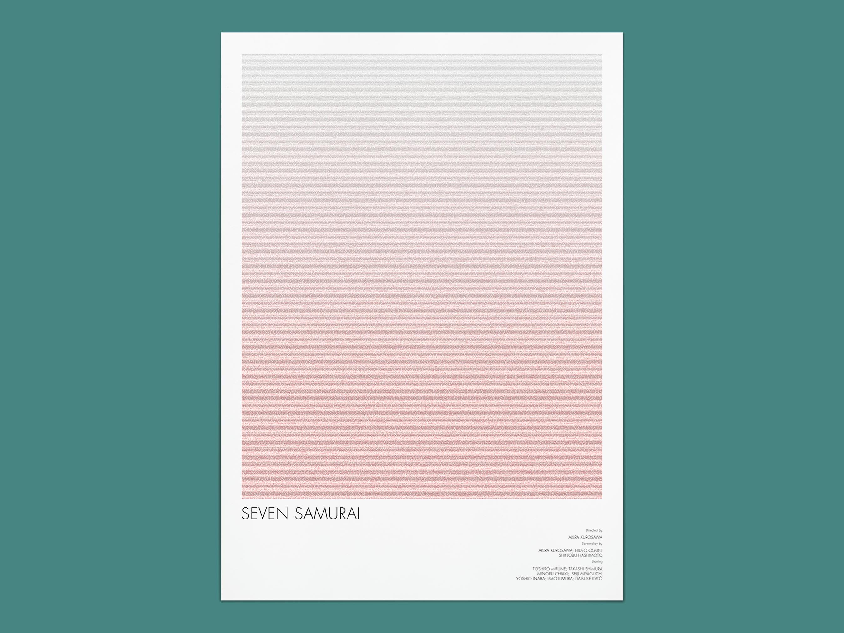 Seven Samurai Script Poster | Akira Kurosawa Classic Film Wall Art
