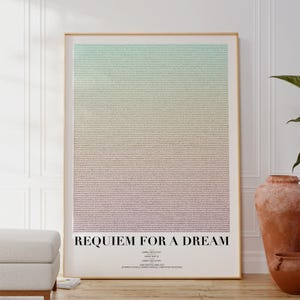 Requiem für ein traumhaftes Drehbuch Poster | Typografischer Kunstdruck | Farbverlauf | Minimalistische Wanddekoration | Alternatives Filmplakat
