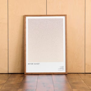 Arte mural con guión de película "Antes del atardecer" / Póster de película retro minimalista / Tapiz moderno de mediados de siglo