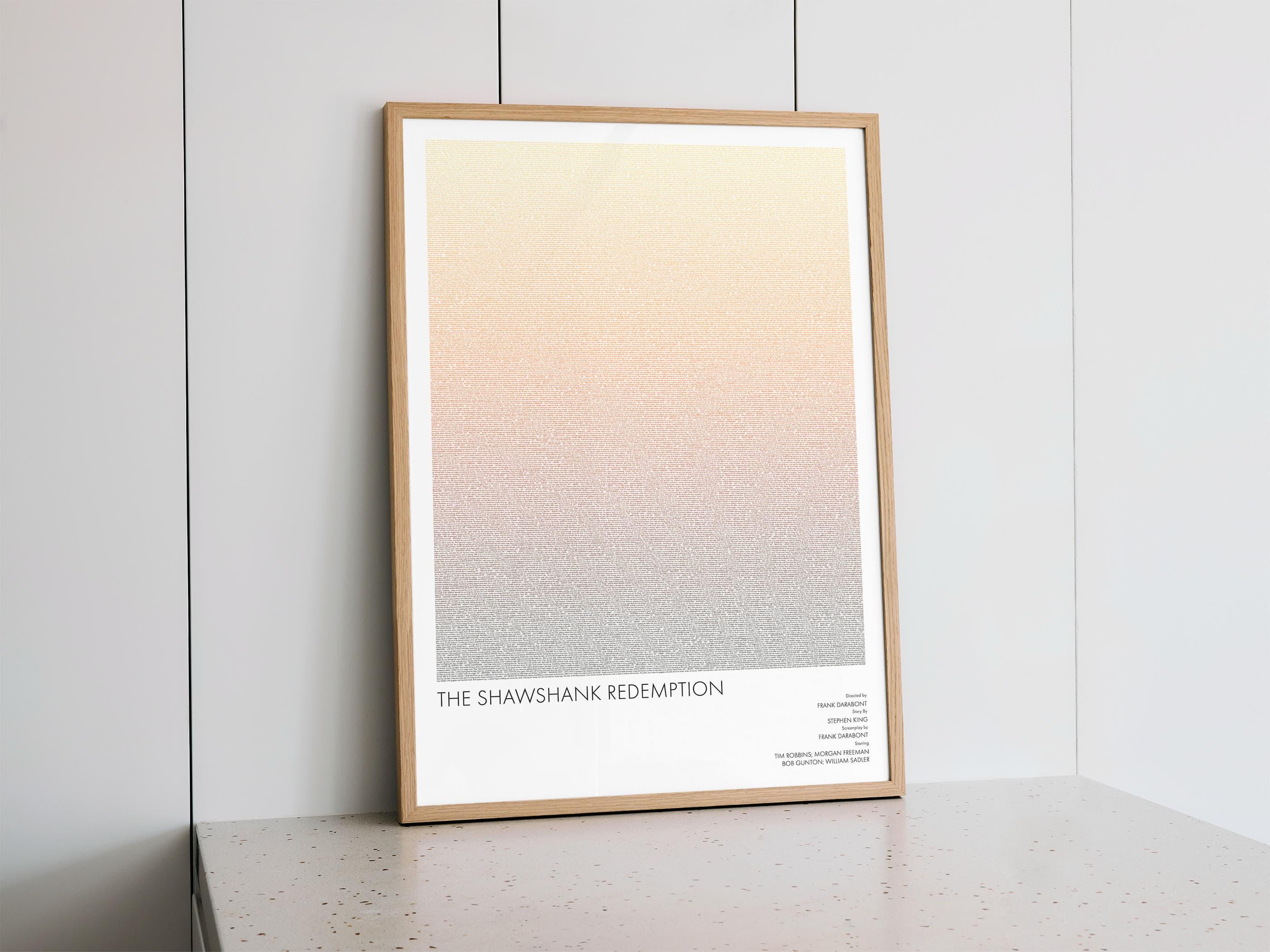 Redemptive Script The Shawshank Redemption Script Poster | Full Screenplay Art Print for ...