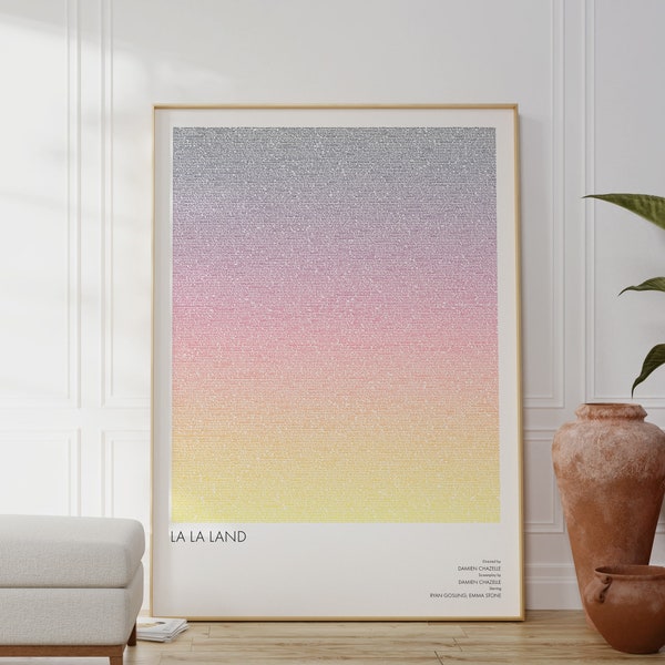 La La Land Movie Poster / Guión Art Print / Tipográfico / Gradiente de color / Decoración de pared minimalista