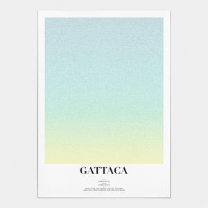 Gattaca Movie Poster | Screenplay Art Print | Typographic Colour Gradient | Minimalist Wall Decor | Alternative Film Poster