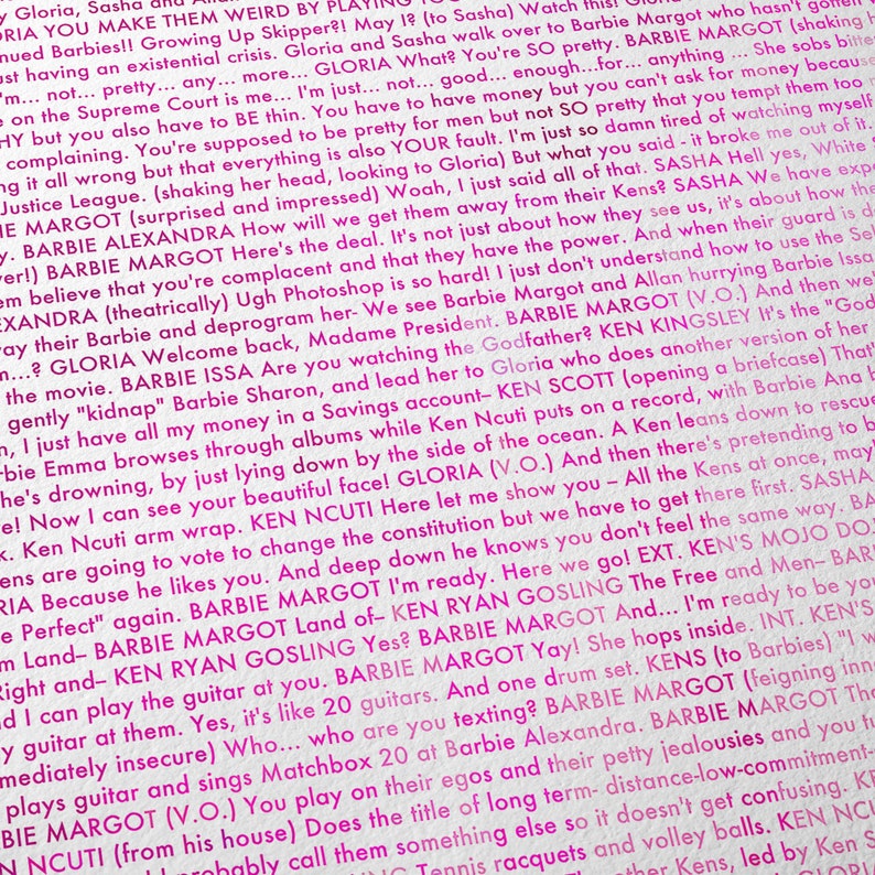 Barbie Screenplay Movie Poster Typographic Abstract Design Midcentury