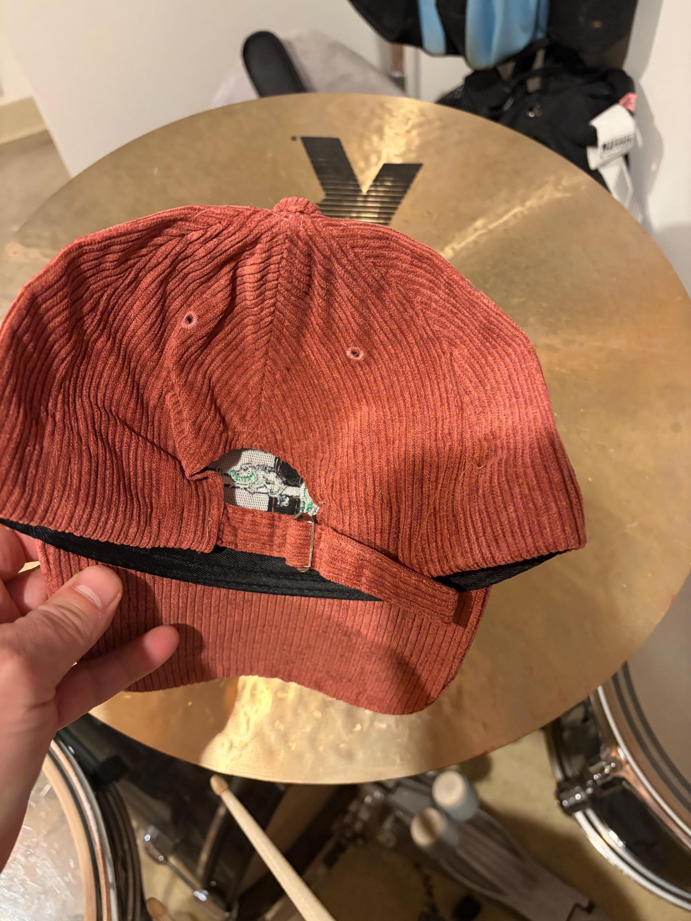 Rose / Dark Pink Corduroy Embroidered Dripping Tap Hat Inspired by