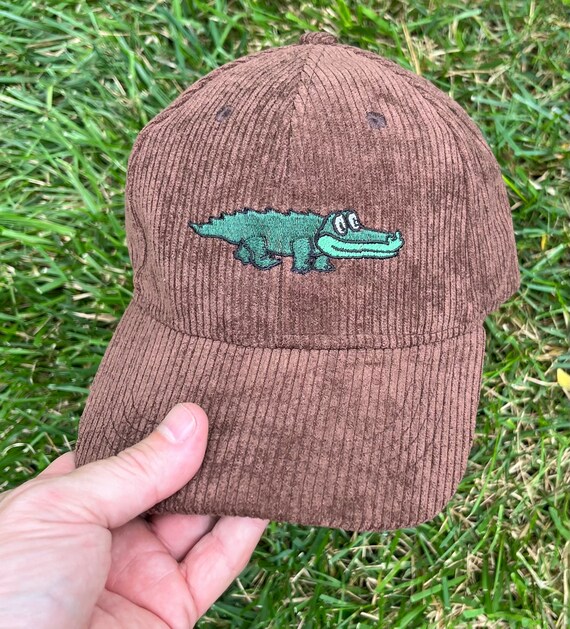 Dark Brown Corduroy Embroidered Happy Smiling Gator Hat Inspired by King Gizzard and the Lizard Wizard Etsy