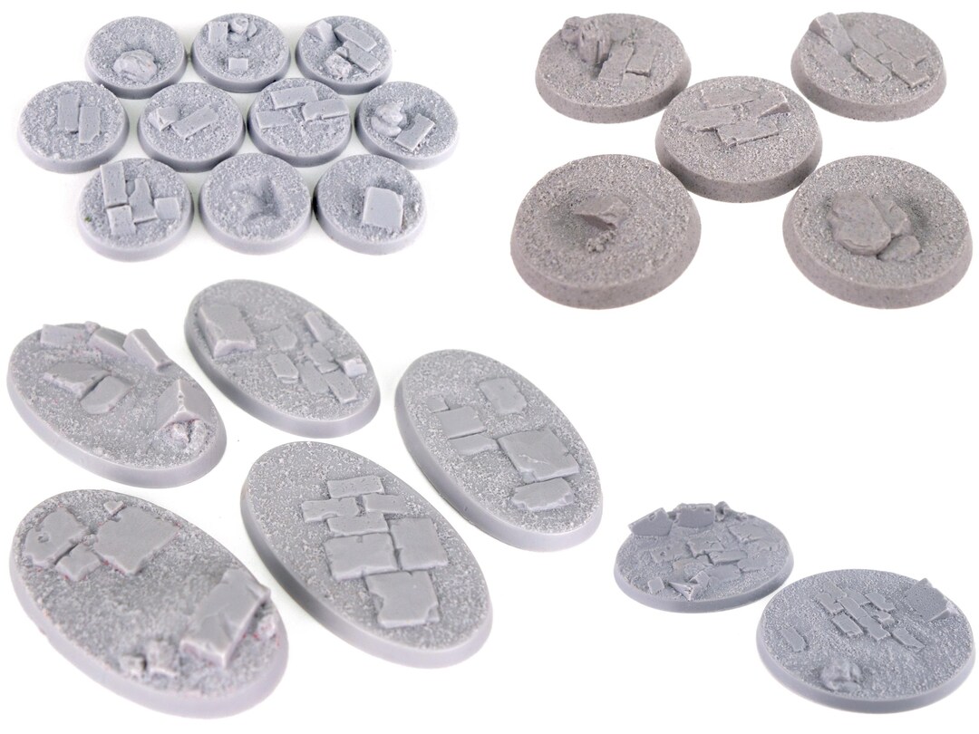 Pack Of 25, 40 Mm Plastic Round Bases Miniature Wargames Table Gaming TEXTURED E - Foto 8